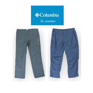 2Pair XL Columbia Pants Blue Grey Hike Lightweight Outdoor Travel Gorpcore